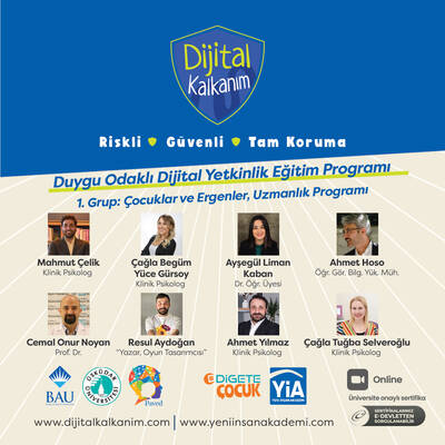1.Grup: Dijital Kalkanım Duygu Odaklı Dijital Yetkinlik Eğitim Programı- Çocuklar ve Ergenler, Uzmanlık Eğitimi (Ekim 2025'te açılacaktır.) 
