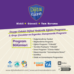  2.Grup: Dijital Kalkanım Duygu Odaklı Dijital Yetkinlik Eğitim Programı- Çocuklar ve Ergenler, Danışmanlık Eğitimi (Ekim 2025'te açılacaktır.) - Thumbnail