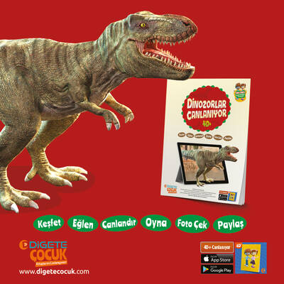DİNOZORLAR CANLANIYOR KUTULU SET (Canlanan Kitap + Ahşap Canlanan Ahşap Yapboz TREX 4D+ AR Mobil Uygulama)