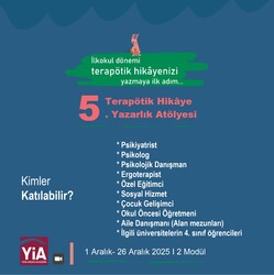 Terapötik Hikâye İlkokul Dönemi Yazarlık Atölye Programı “Terapötik hikâyenizi yazmaya ilk adım…” (1 Aralıkta başlıyoruz) 25 Ekim'de ön başvurular başlıyor. - Thumbnail