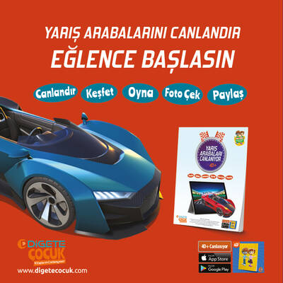 YARIŞ ARABALAR CANLANIYOR KUTULU SET (Canlanan Kitap + Ahşap Canlanan Ahşap Yapboz Kırmızı Ejder 4D+ AR Mobil Uygulama)