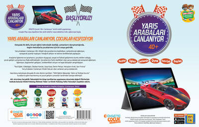 YARIŞ ARABALAR CANLANIYOR KUTULU SET (Canlanan Kitap + Ahşap Canlanan Ahşap Yapboz Kırmızı Ejder 4D+ AR Mobil Uygulama)